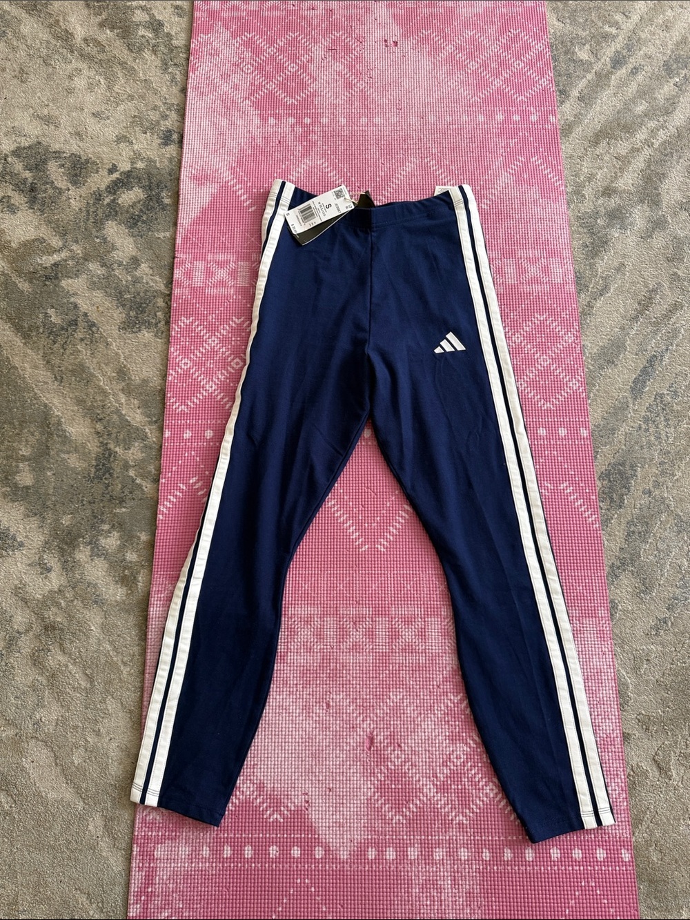 adidas Navy Blue Women Leggings with White Side Stripes